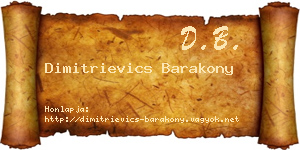 Dimitrievics Barakony névjegykártya